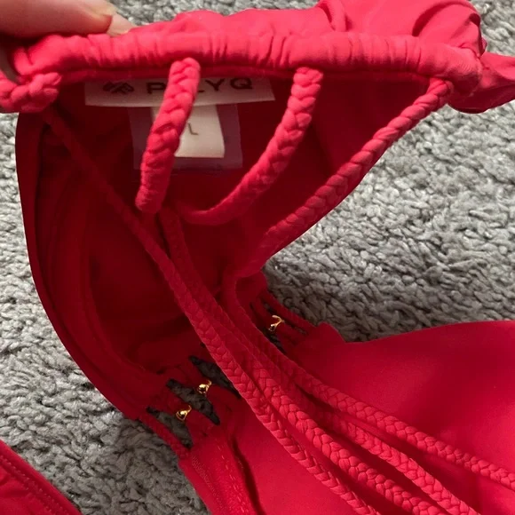 Pilyq Coral Red Bikini Set/PilyQ Rouge Braided Zen Bikini - Picture 7 of 10